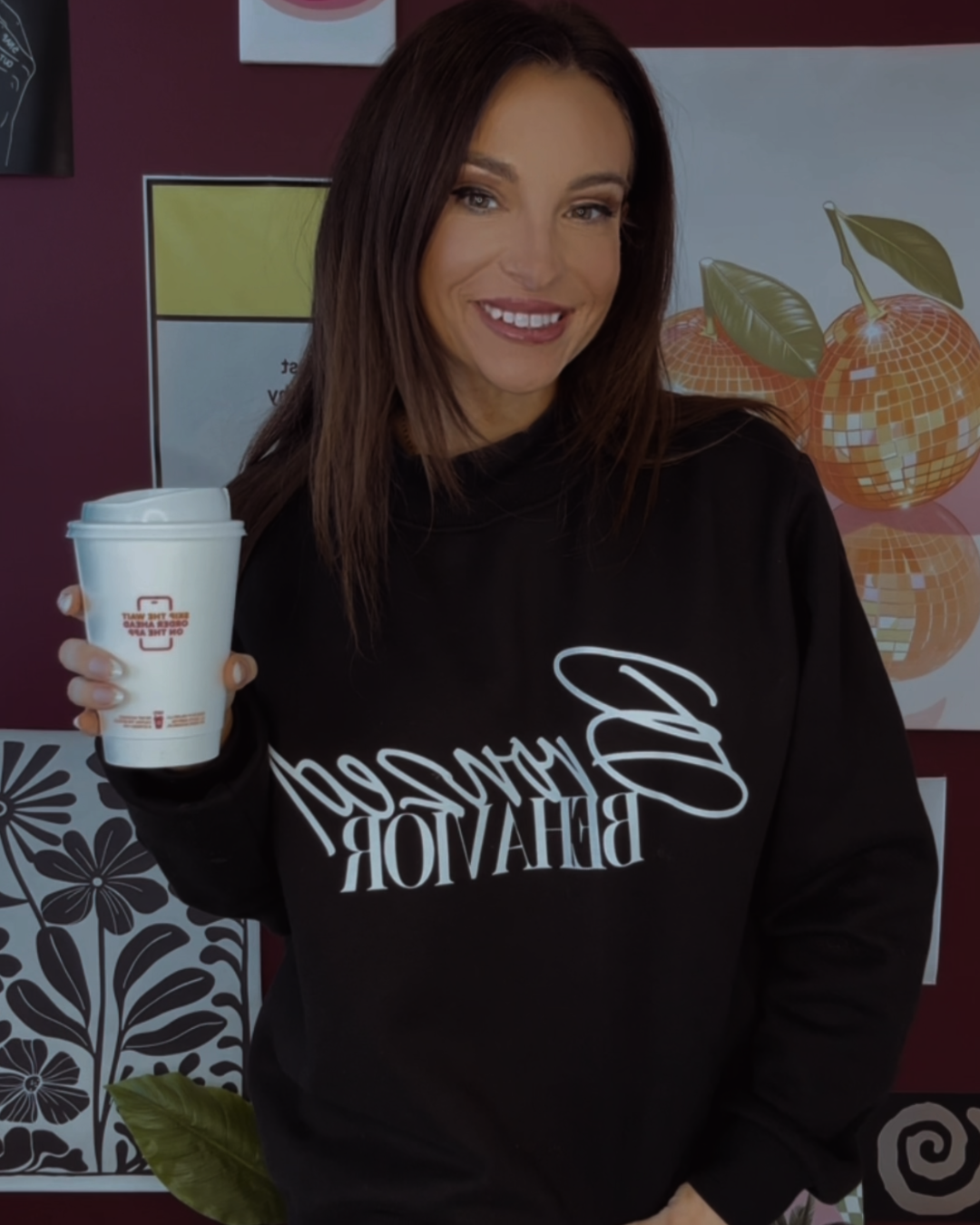 Bronzed Behavior Mock-Neck Crew Sweatshirt